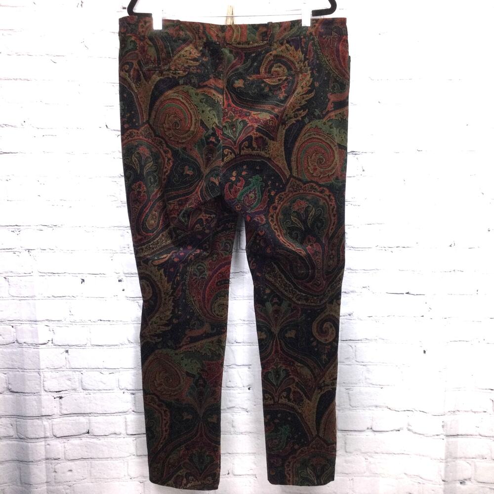 Lauren Ralph Lauren 90s Vintage Paisley Midrise Soft Straight Leg Brown Pant 16W - Picture 4 of 15